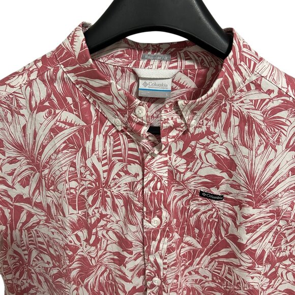 Columbia Sportswear Shirt Men’s Large Red Floral Pattern Short Sleeve - Picture 5 of 6